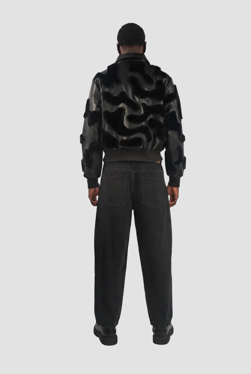 Camouflage Vegan Leather Bomber Jacket