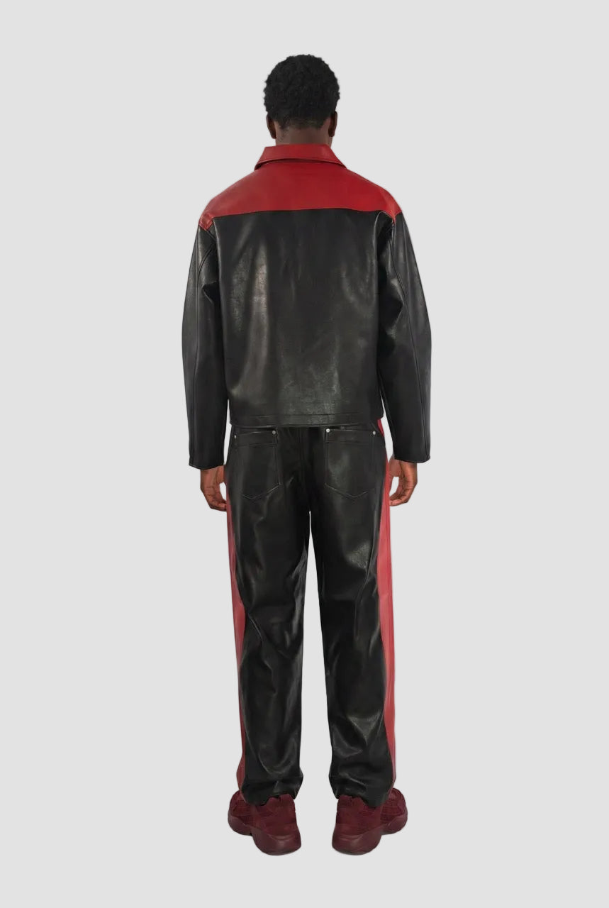 Panel Heart Vegan Leather Jacket