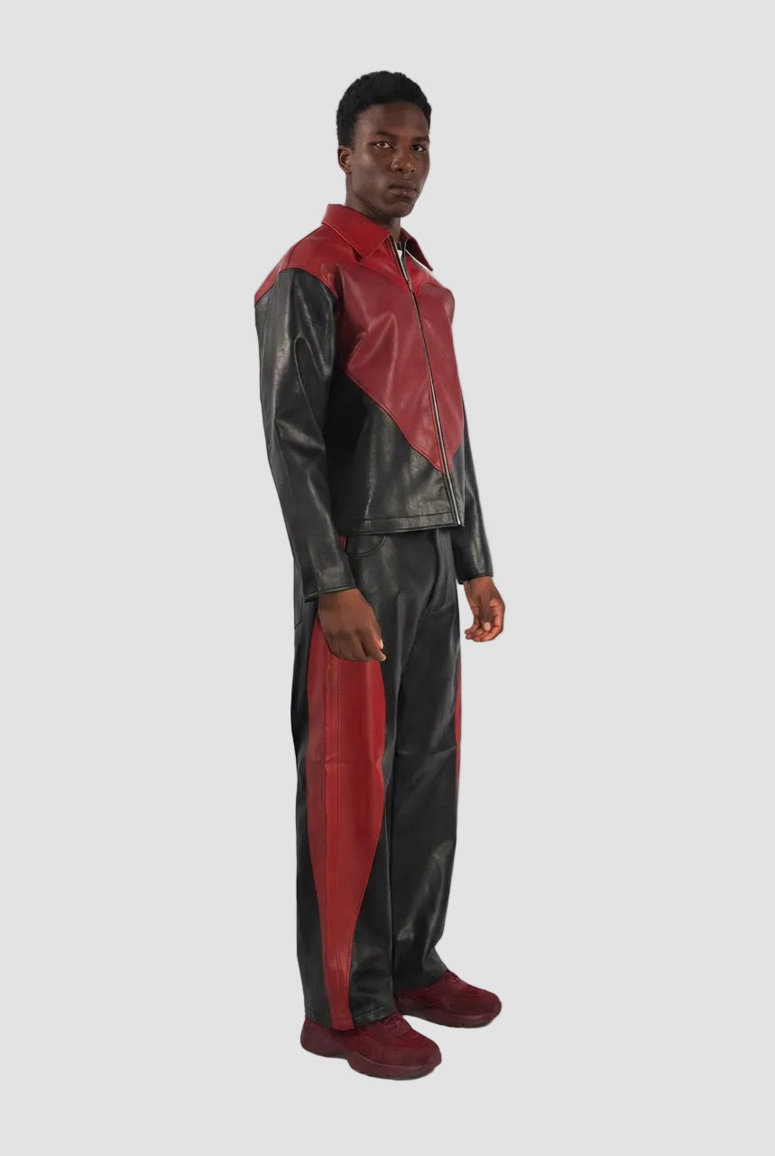 Panel Heart Vegan Leather Jacket