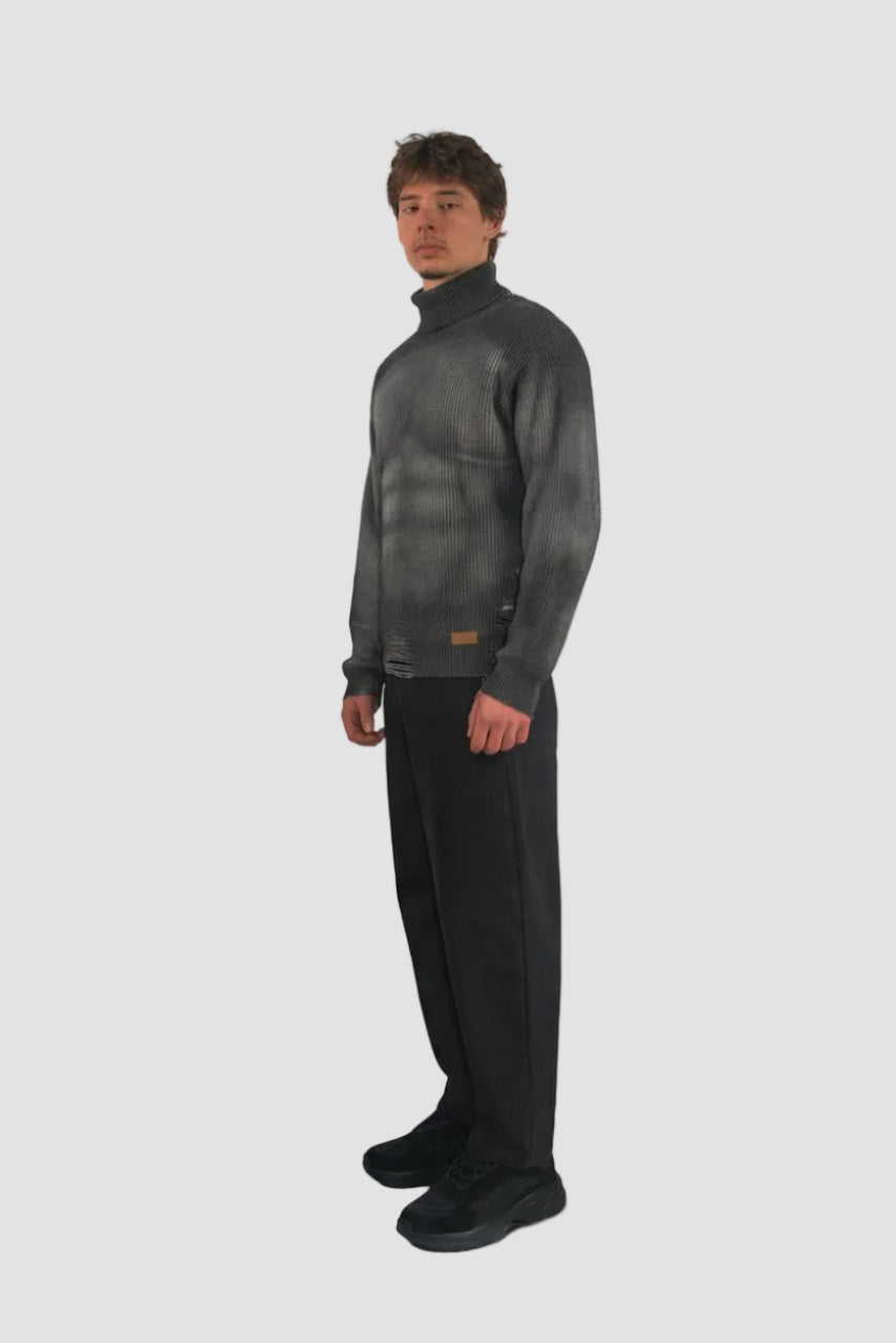 Col roulé en maille de muscle sculpté vieillie