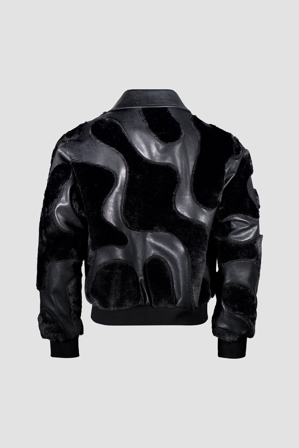 Camouflage Vegan Leather Bomber Jacket black
