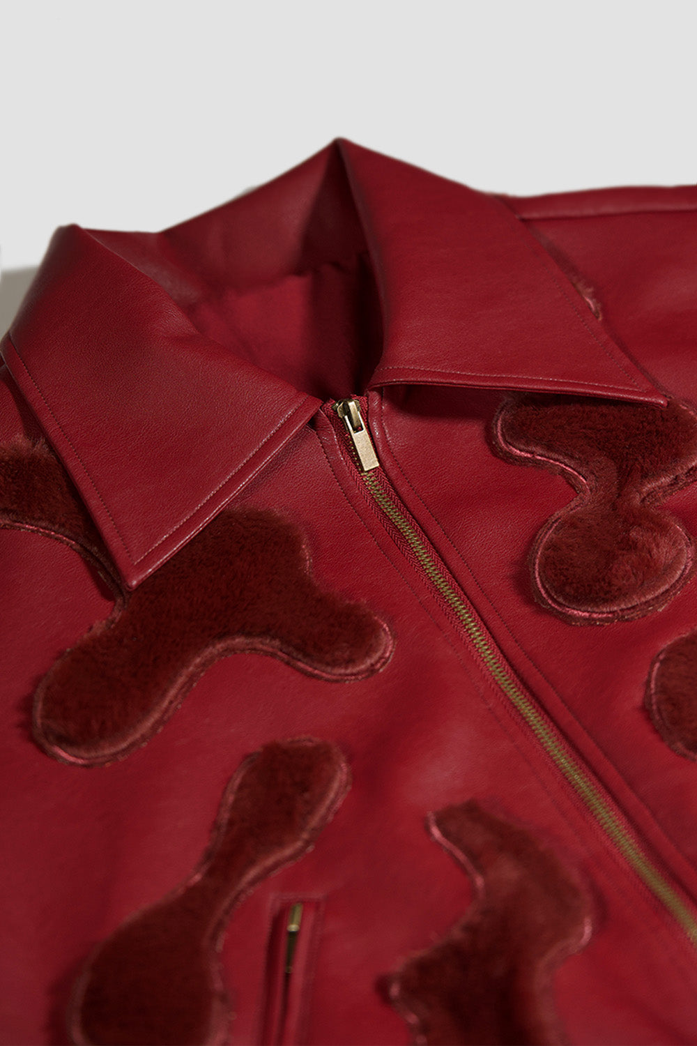 Camouflage Vegan Leather Bomber Jacket red