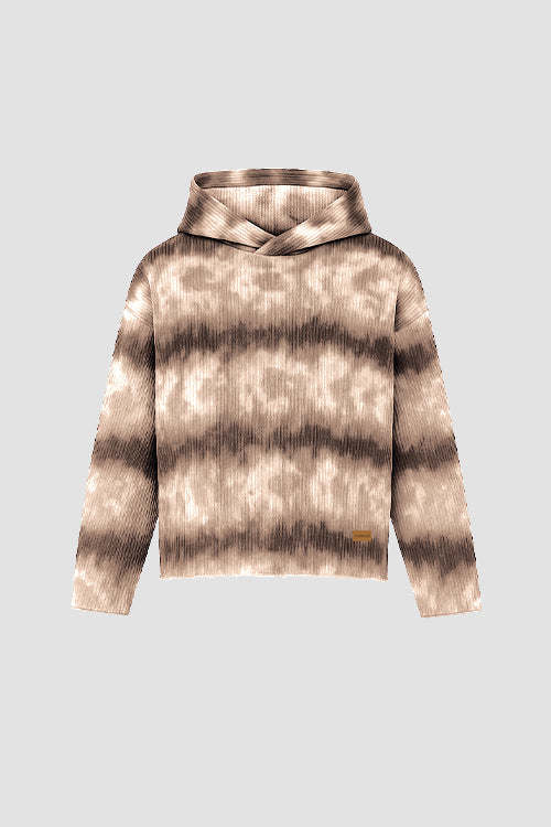 Cloud Pattern Cropped Pull Over Hoodie