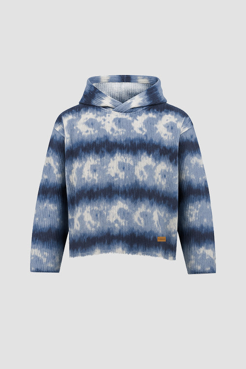 Cloud Pattern Cropped Pull Over Hoodie