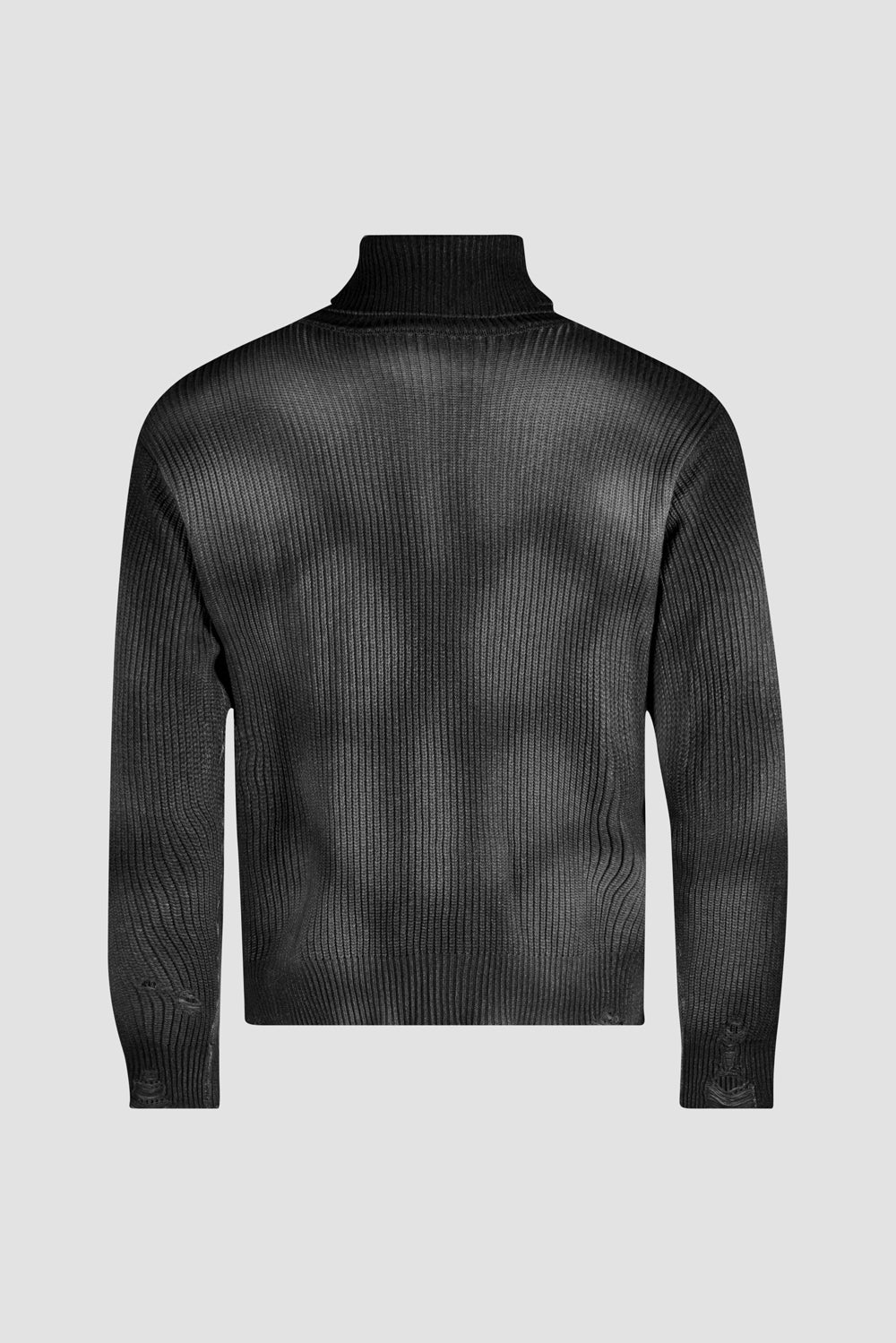 Distressed Sculpted Muscle Knit Turtleneck charcoal grey