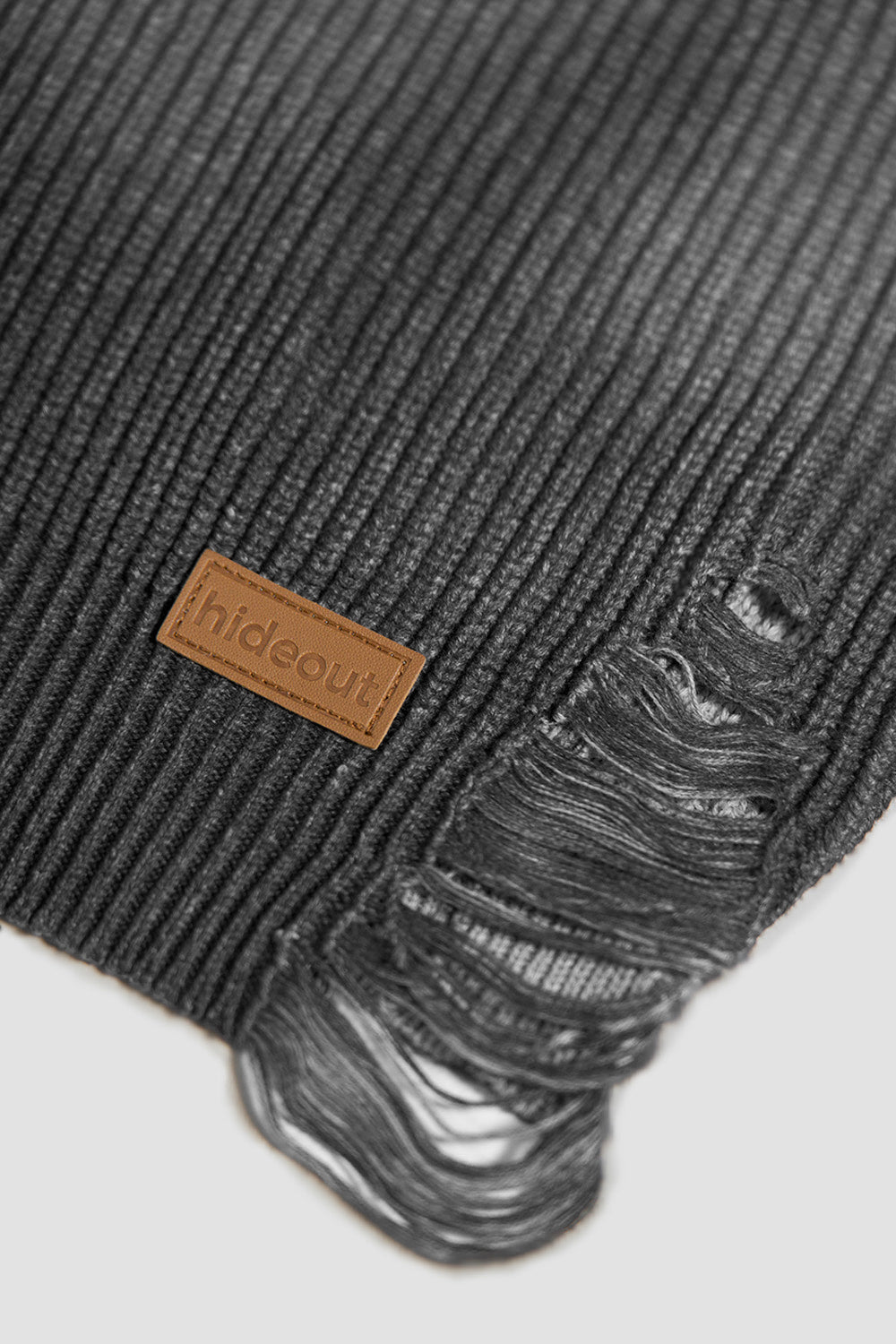 Distressed Sculpted Muscle Knit Turtleneck charcoal grey