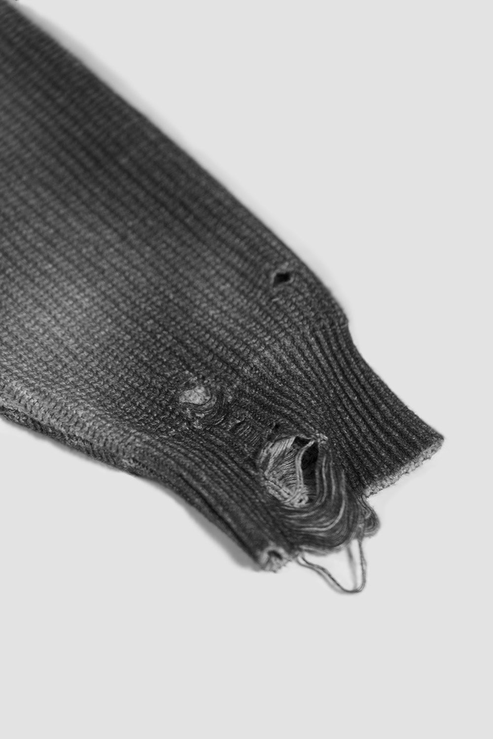Distressed Sculpted Muscle Knit Turtleneck charcoal grey