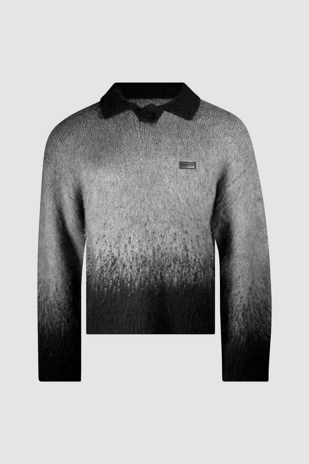 Fade Knit Polo Sweater Grey