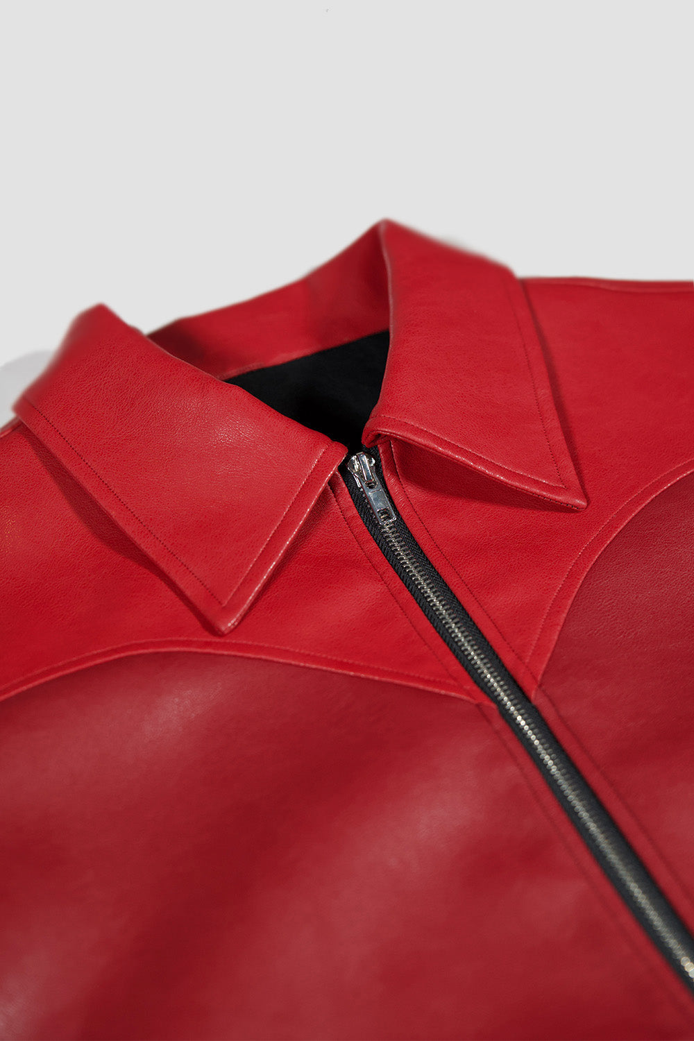 Panel Heart Vegan Leather Jacket