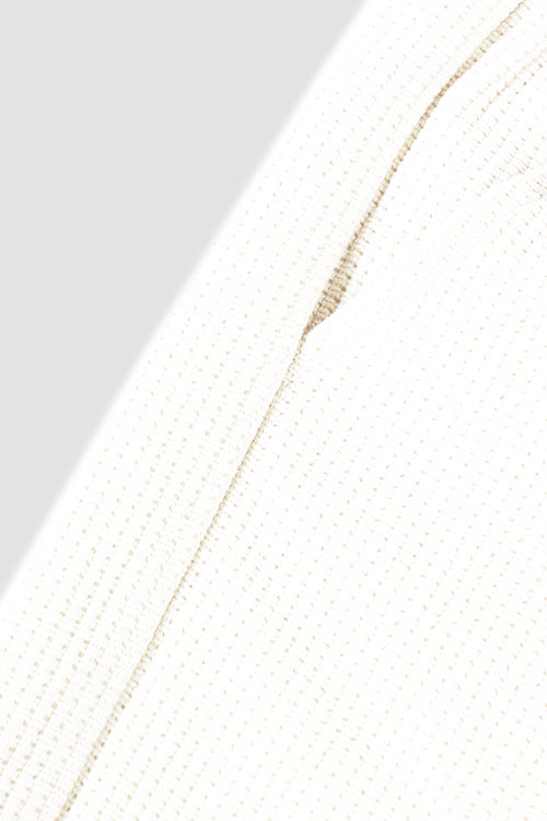 Waffle Knit Long Pants Cream White