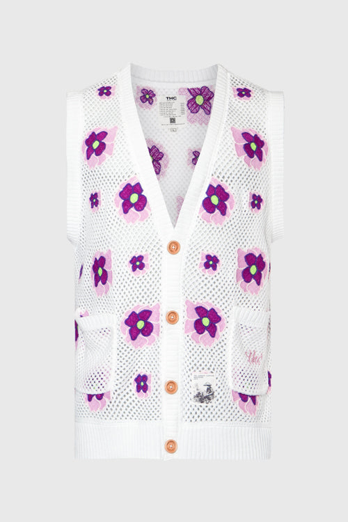 The Hideout Clothing - Opium Poppy Flower Crochet Sleeveless Cardigan