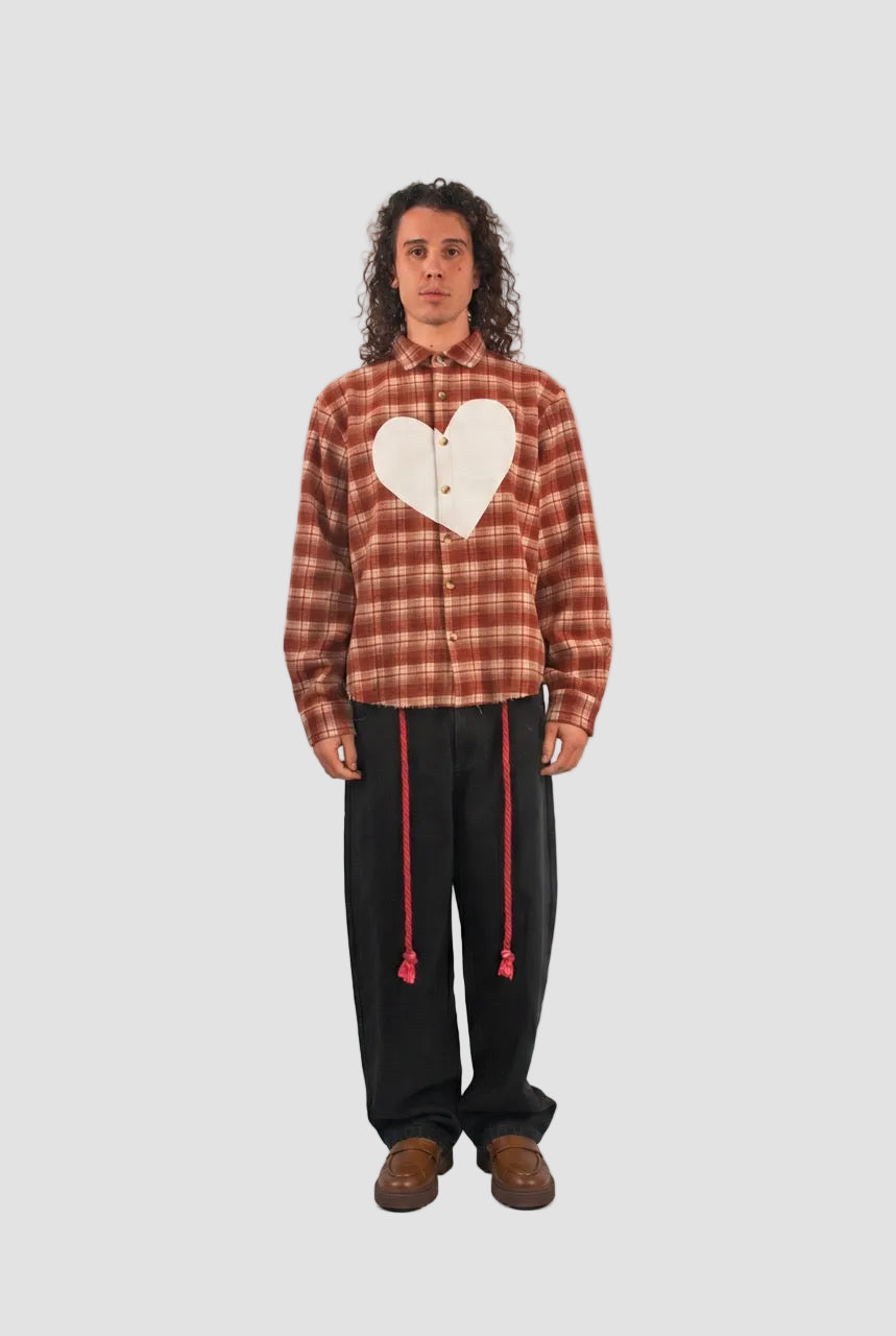 Chemise en flanelle à carreaux cœurs