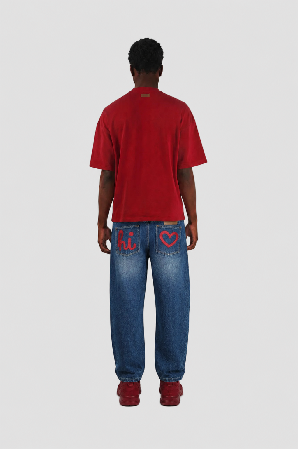 Overlap Embroidered Pocket Jeans