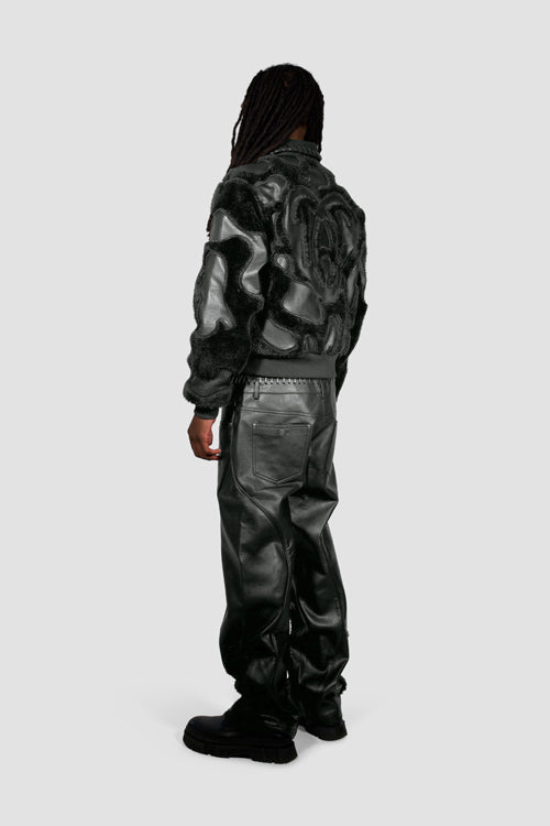 Faux Fur Vegan Leather Camouflage Jacket