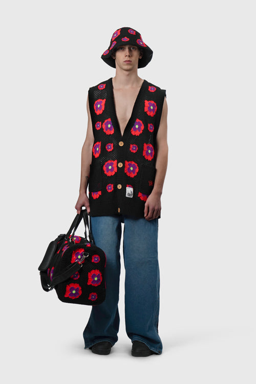 The Hideout Clothing - Opium Poppy Flower Crochet Duffel Bag
