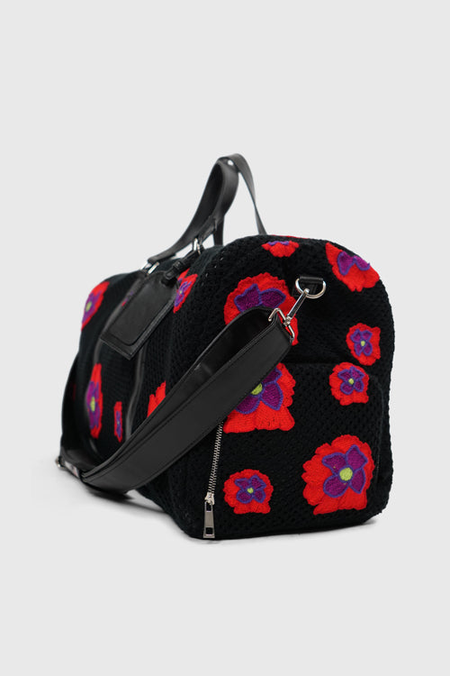 The Hideout Clothing - Opium Poppy Flower Crochet Duffel Bag