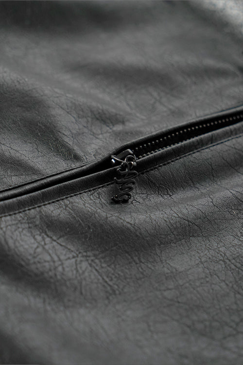 Waxed Faux Leather Sleeveless Hoodie - The Hideout Clothing