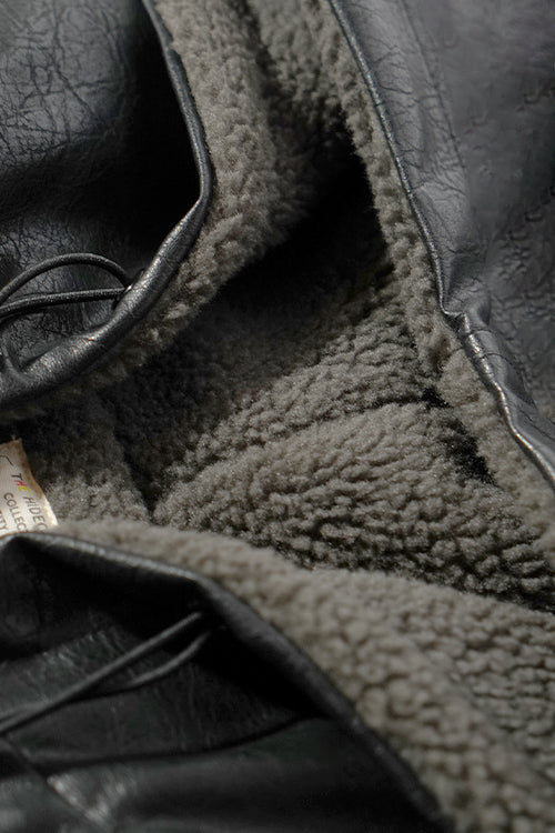 Waxed Faux Leather Sleeveless Hoodie - The Hideout Clothing