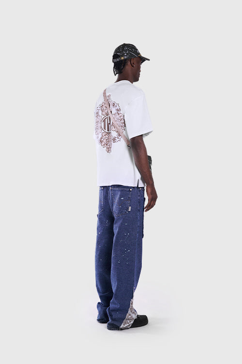 The Hideout Clothing - Tapestry Pattern Flared Denim Jeans