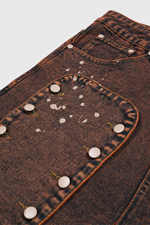 The Hideout Clothing - Tapestry Pattern Flared Denim Jeans
