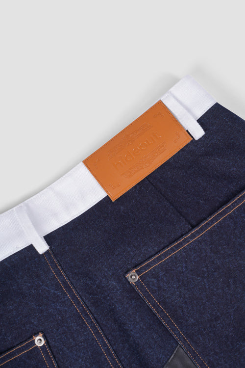 Camouflage Vegan Leather Denim Cargo Jeans Shorts