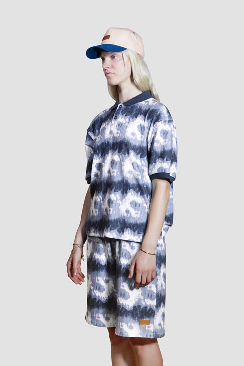 Cloud Pattern Knit Shorts Blue