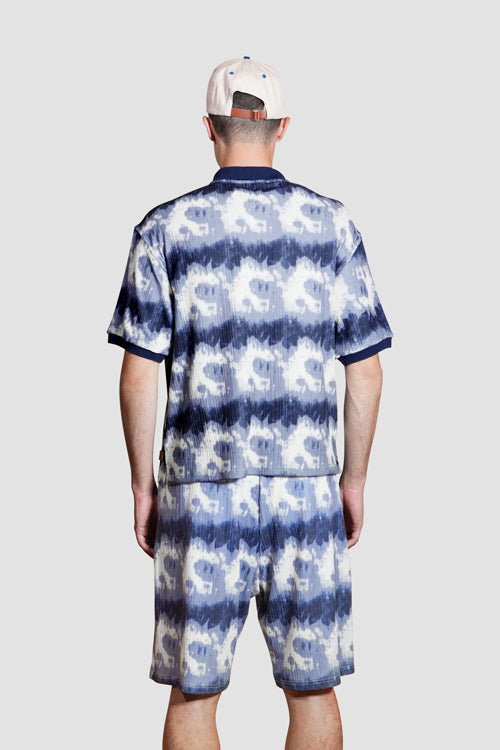 Cloud Pattern Knit Shorts Blue