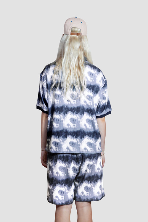 Cloud Pattern Knit Shorts Blue