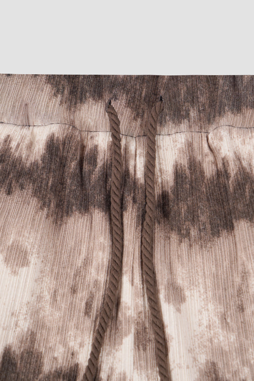 Cloud Pattern Knit Shorts Brown