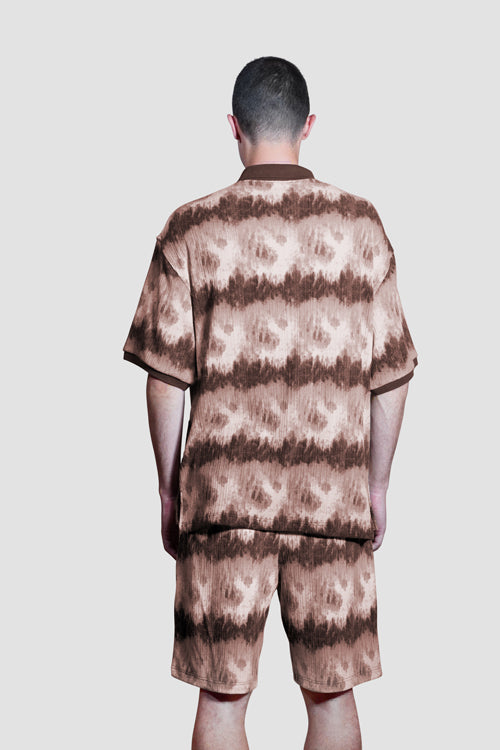 Cloud Pattern Knit Shorts Brown