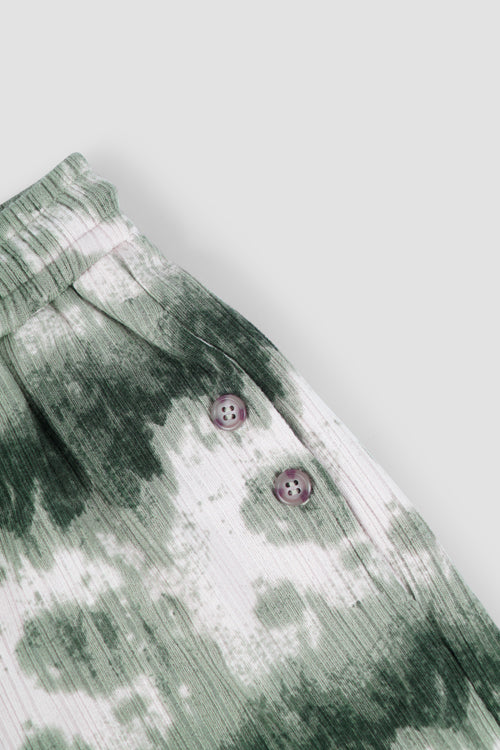 Cloud Pattern Knit Shorts Green