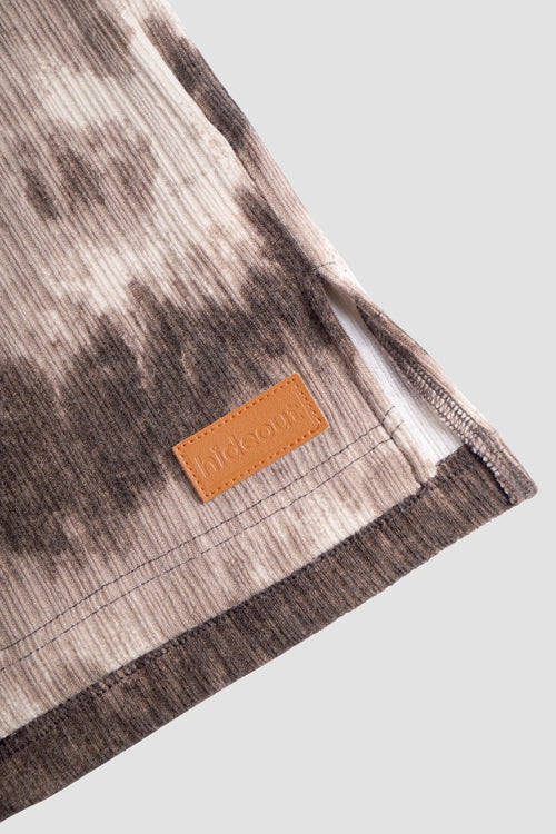 Cloud Pattern Short-Sleeve Knit Polo Shirt Brown