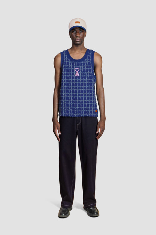 Distressed Heart Tank Top Blue