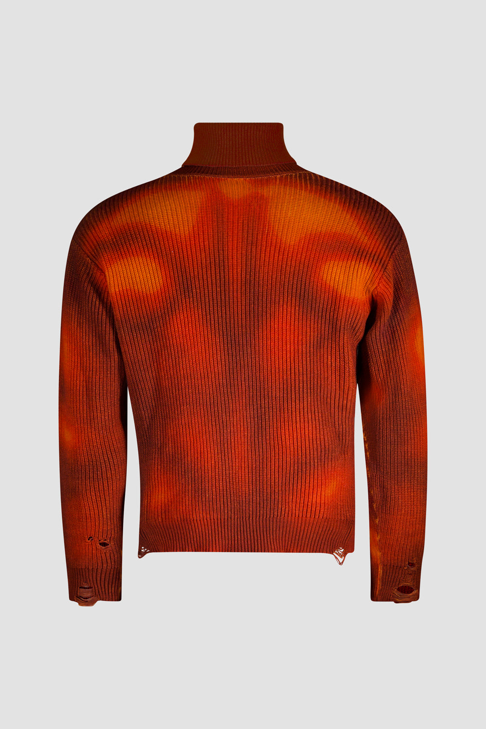 Distressed Sculpted Muscle Knit Turtleneck red