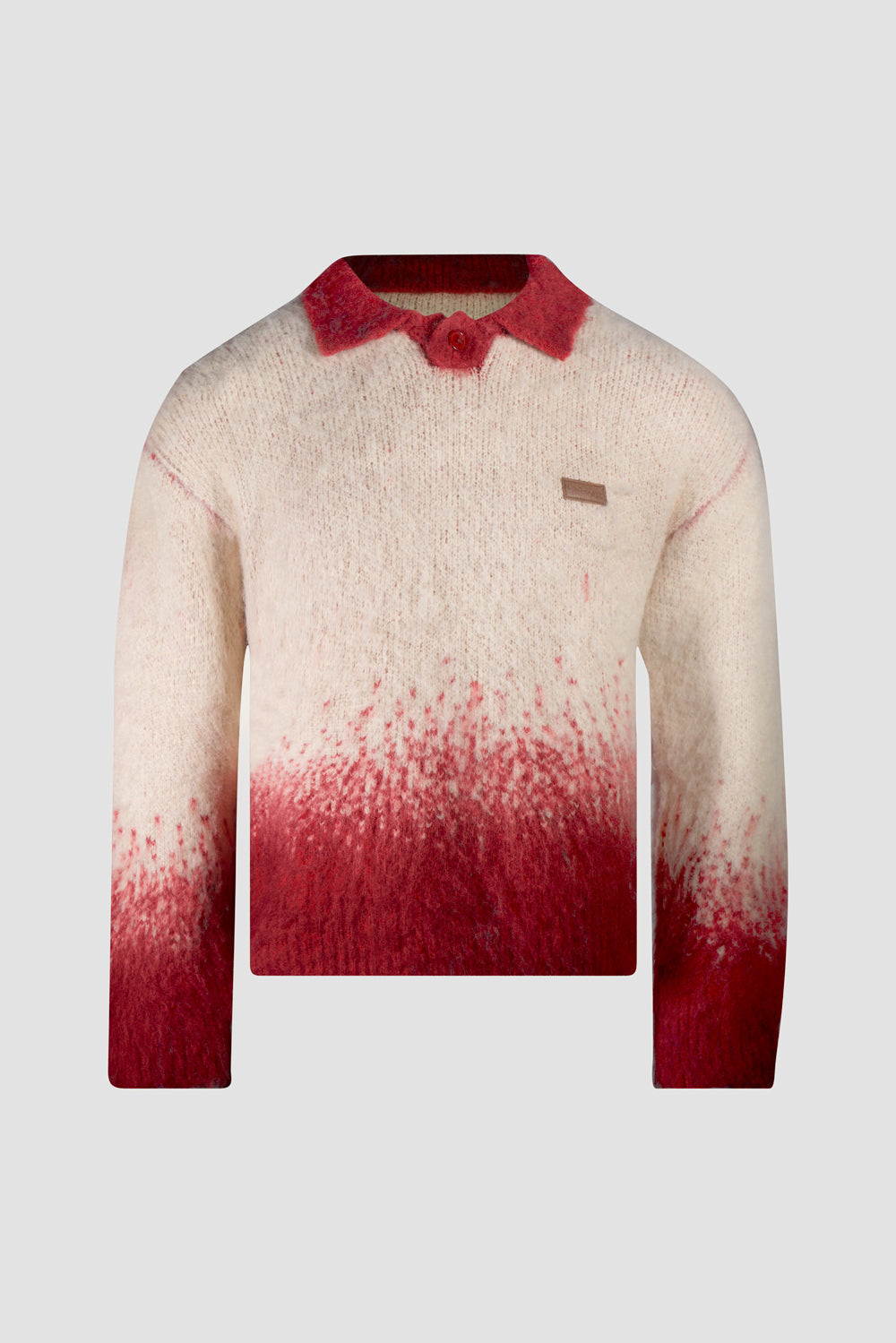 Fade Knit Polo Sweater Red