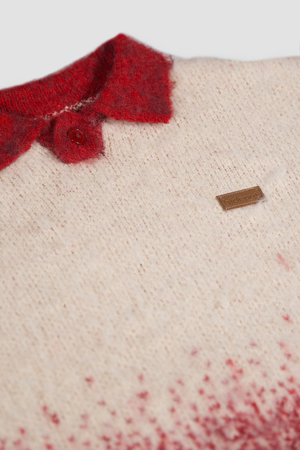 Fade Knit Polo Sweater Red