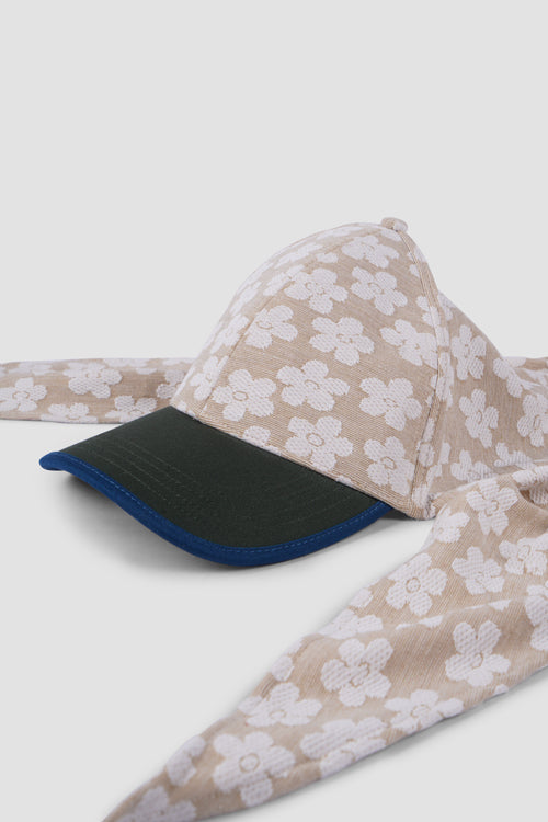 Flowers Pattern Tie Back Cap