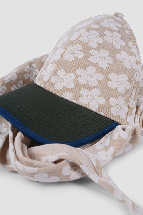 Flowers Pattern Tie Back Cap