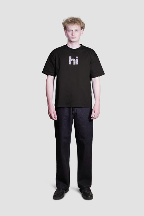 Hi Flower Pattern Tee Black