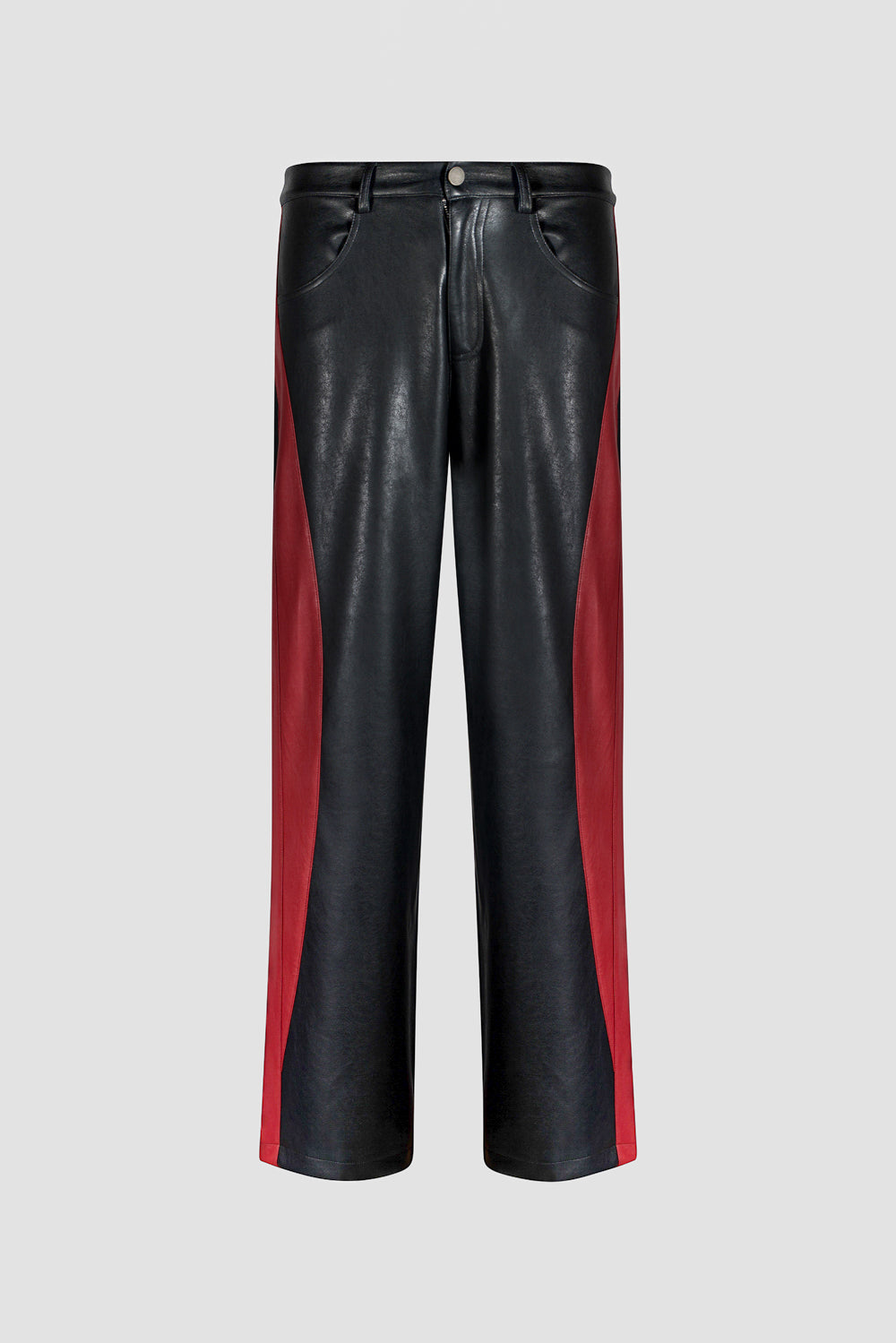 Panel Contrast Vegan Leather Pants