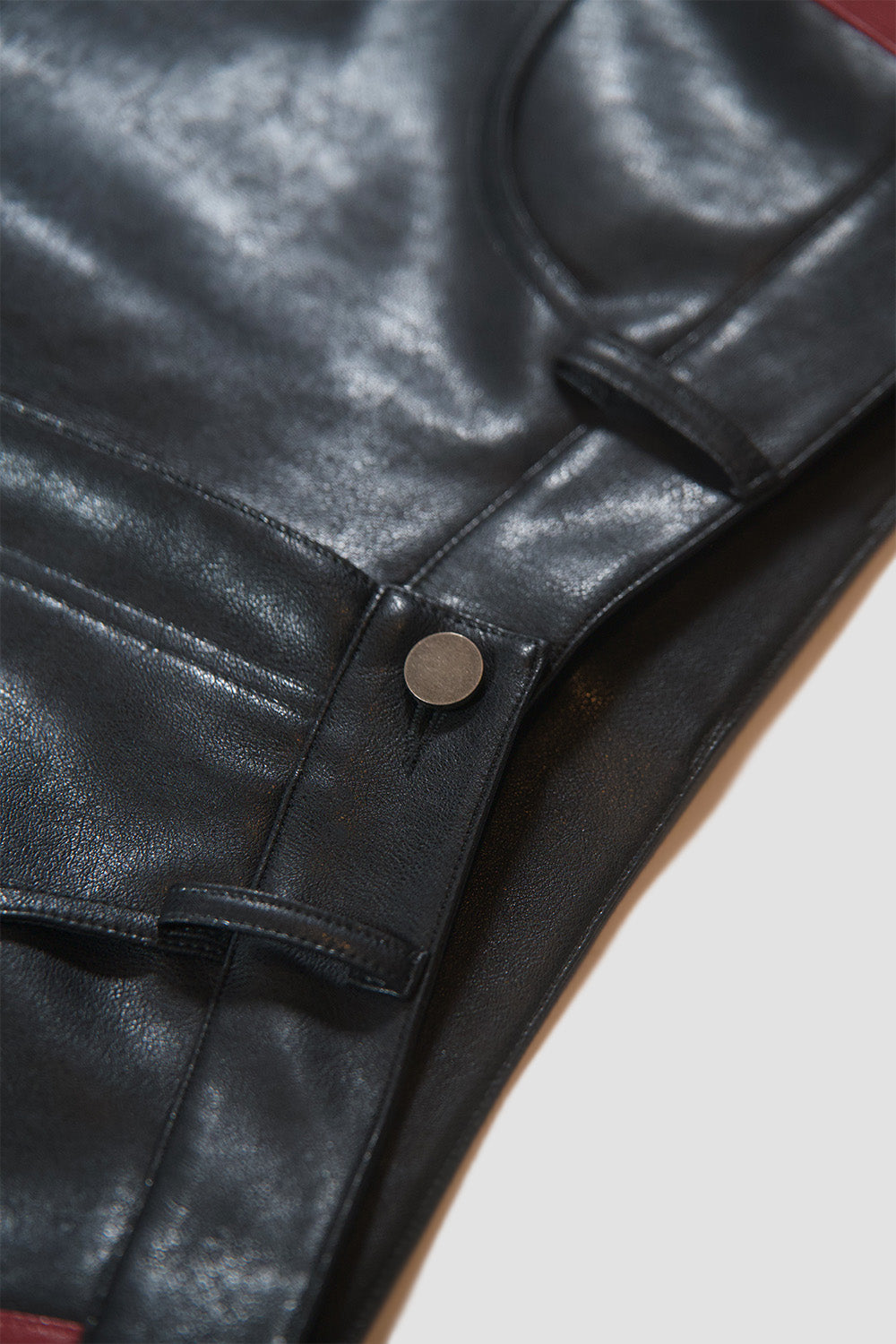 Panel Contrast Vegan Leather Pants