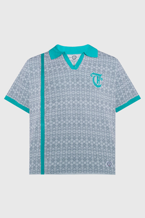 Racket Club Buttonless Crochet Polo Blue