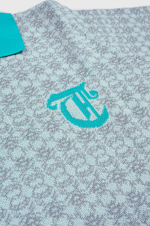 Racket Club Buttonless Crochet Polo Blue