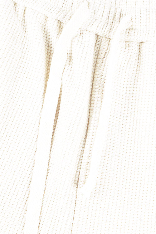 Waffle Knit Long Pants Cream White