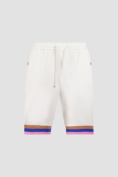 Waffle Knit Shorts Cream White