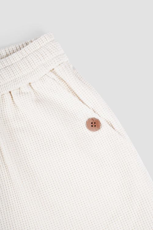 Waffle Knit Shorts Cream White