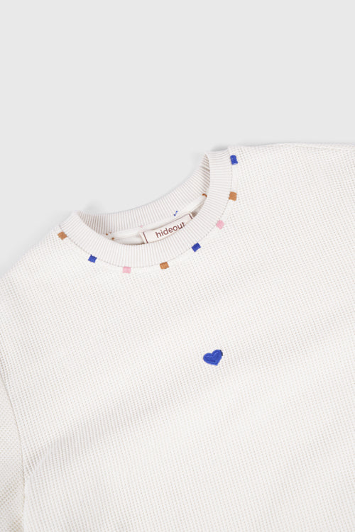 Waffle Knit Tee Cream White