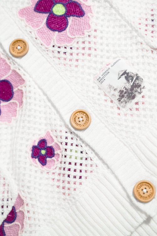 The Hideout Clothing - Opium Poppy Flower Crochet Sleeveless Cardigan